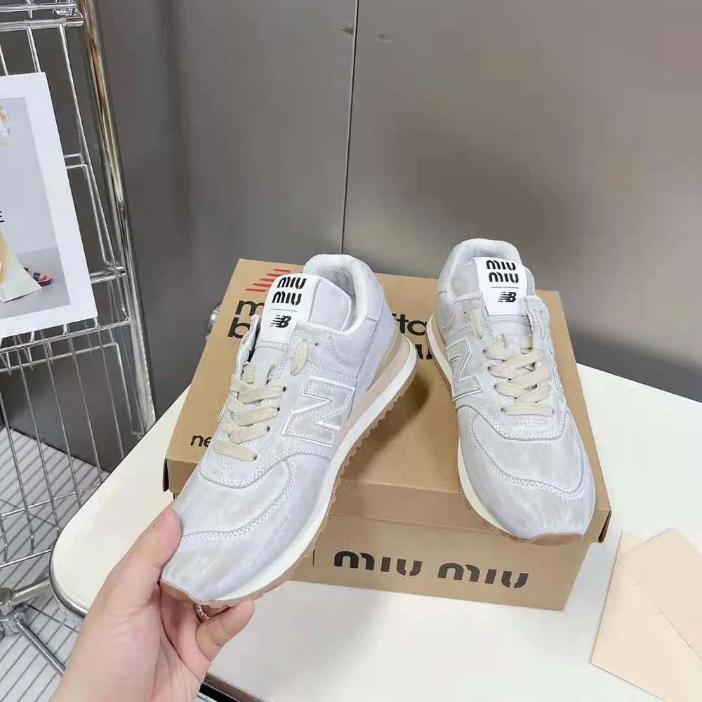 Miu Miu Mujer Zapatillas New Balance 574 x Miu Miu Piel Napa Efecto Vintage