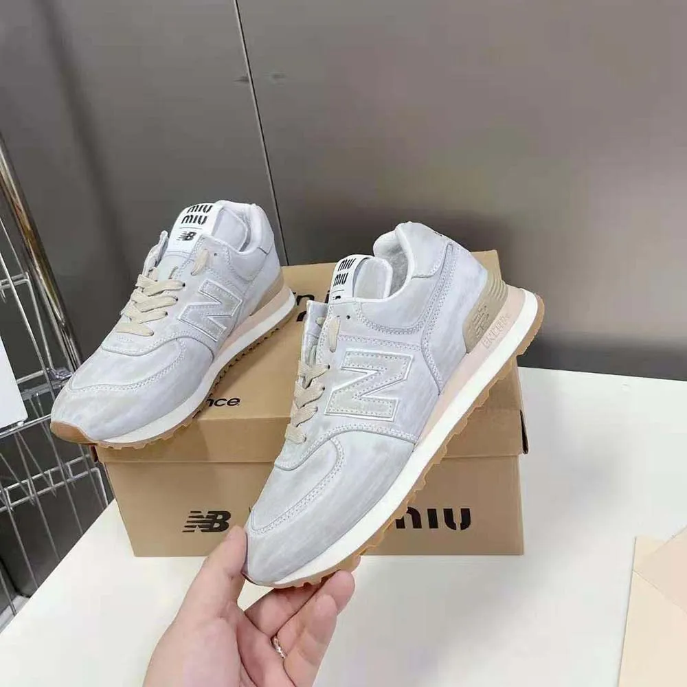 Miu Miu Mujer Zapatillas New Balance 574 x Miu Miu Piel Napa Efecto Vintage