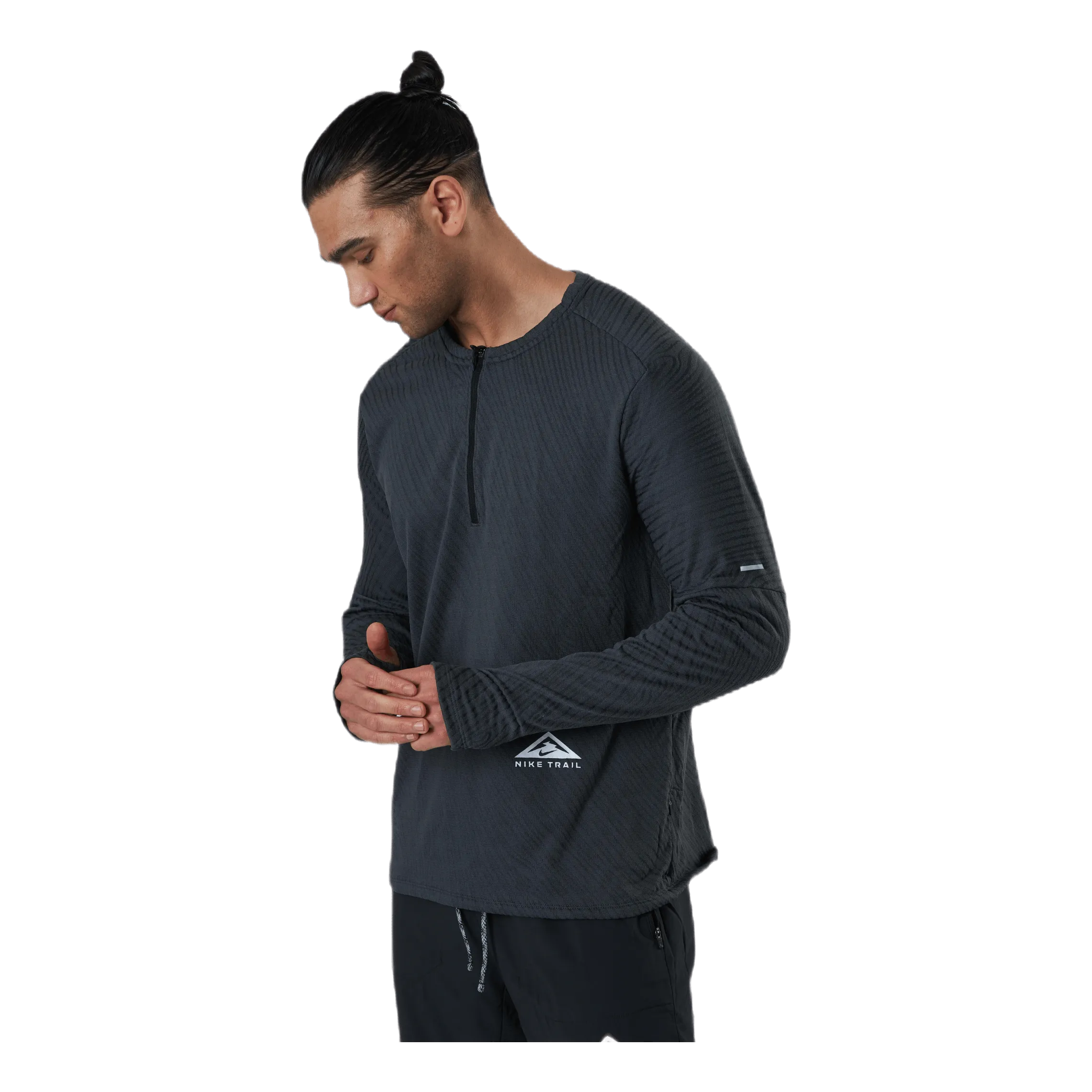 NIKE DRIFIT ELEMENT 1/2ZIP TOP TRAIL BLACK/GREY