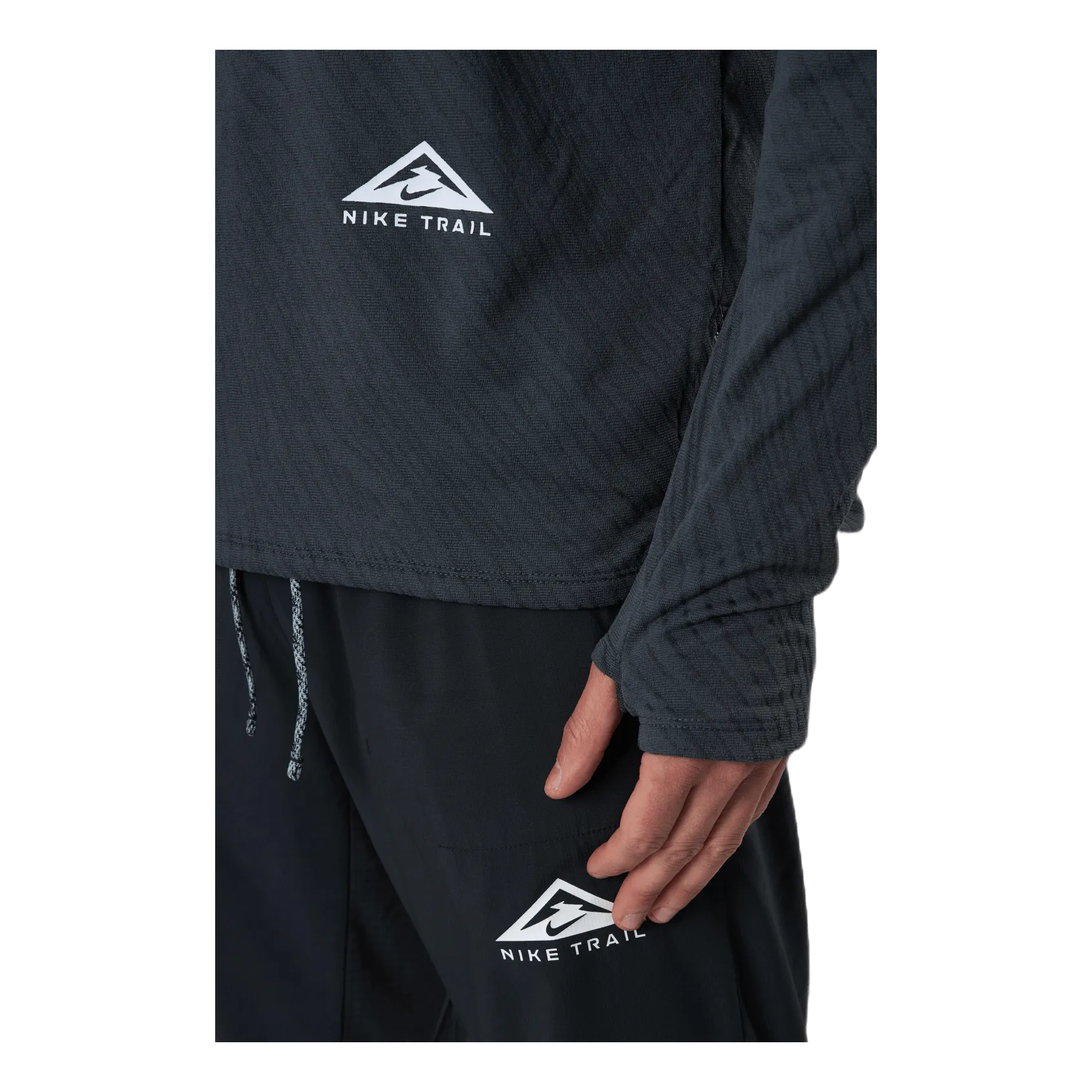NIKE DRIFIT ELEMENT 1/2ZIP TOP TRAIL BLACK/GREY