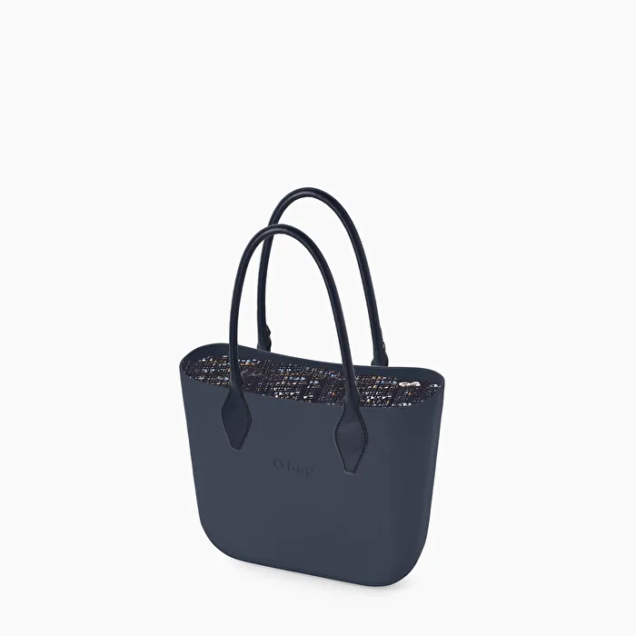 O bag azul marino en tweed bouclè