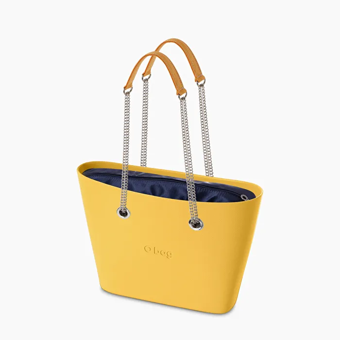 O bag urban curry y azul marino satin