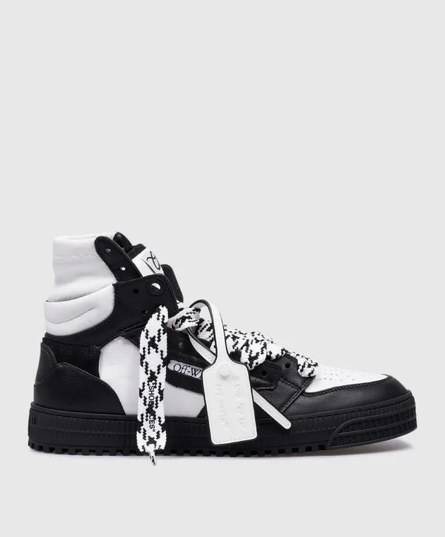 OFFWHITE BLACK LEATHER HIGHTOPS 3.0 OFF COURT