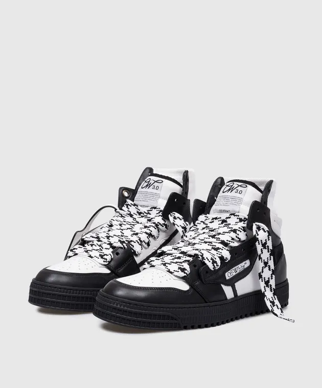 OFFWHITE BLACK LEATHER HIGHTOPS 3.0 OFF COURT