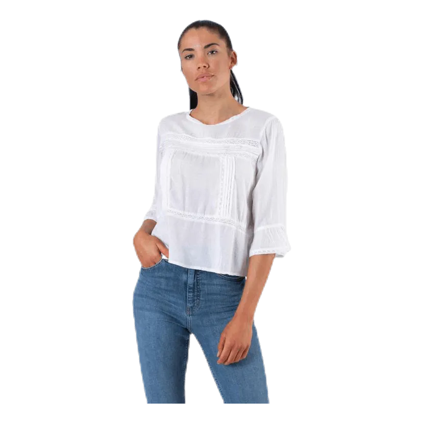 Only Anemone 3/4 Flaired Top White