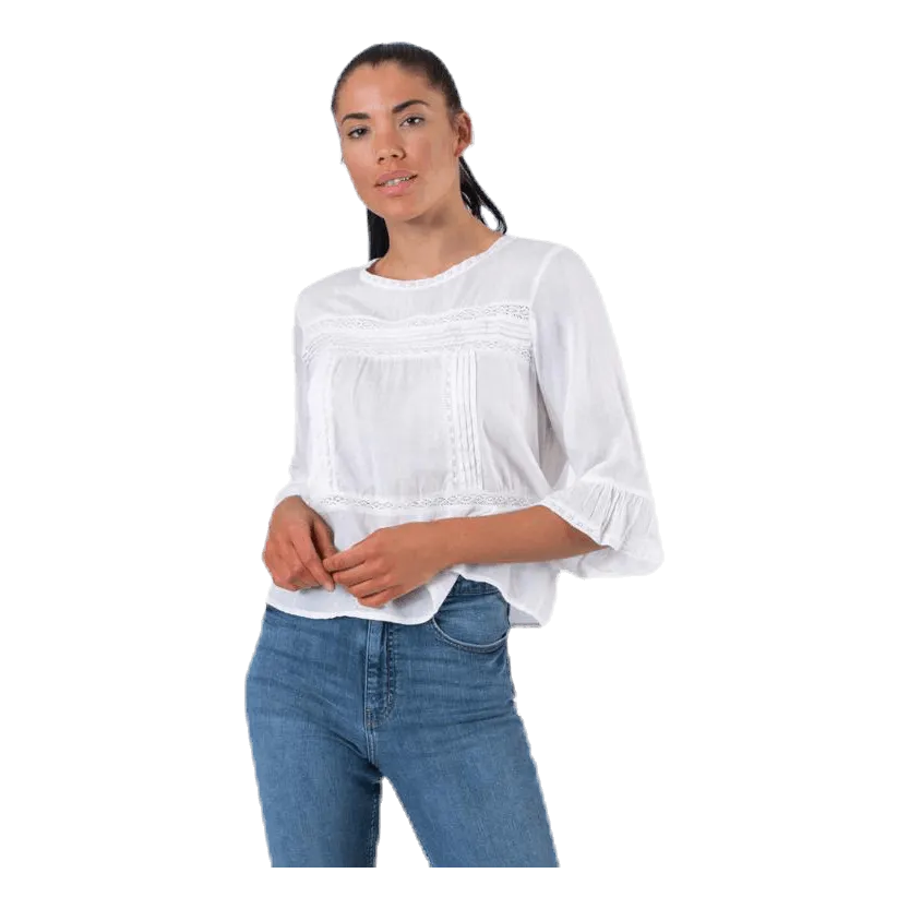 Only Anemone 3/4 Flaired Top White