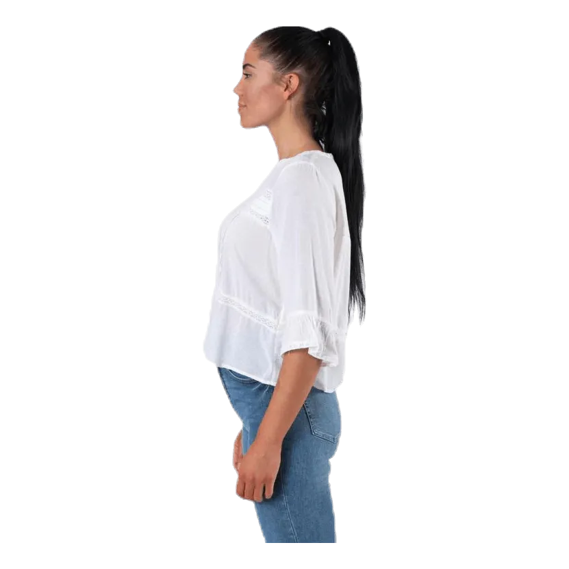 Only Anemone 3/4 Flaired Top White