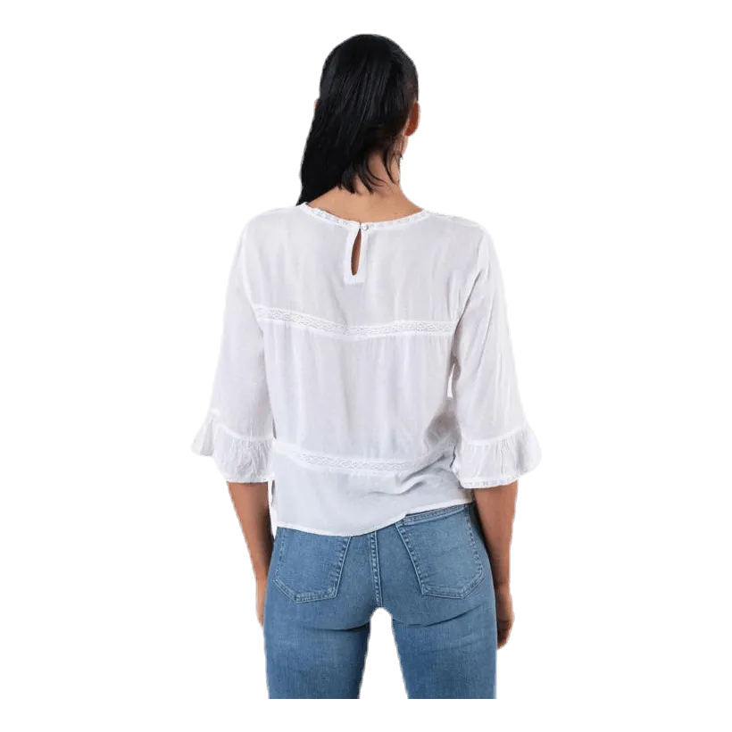 Only Anemone 3/4 Flaired Top White