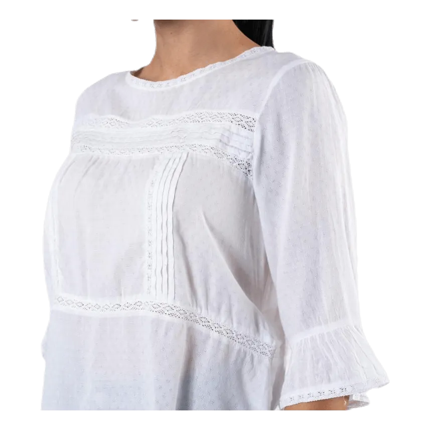 Only Anemone 3/4 Flaired Top White