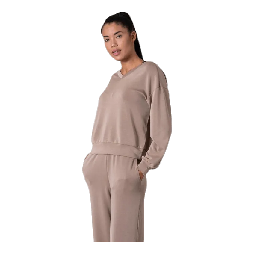 ONLY GAIA L/S VNECK TOP SWT WHITE