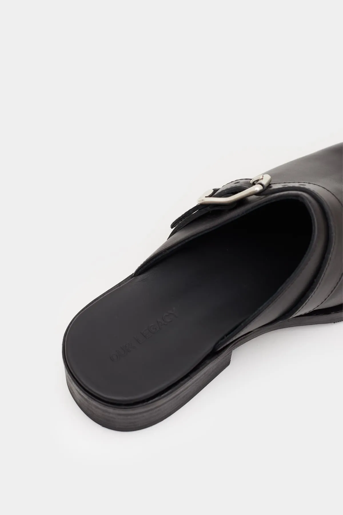 OUR LEGACY BLACK LEATHER CAMION MULE