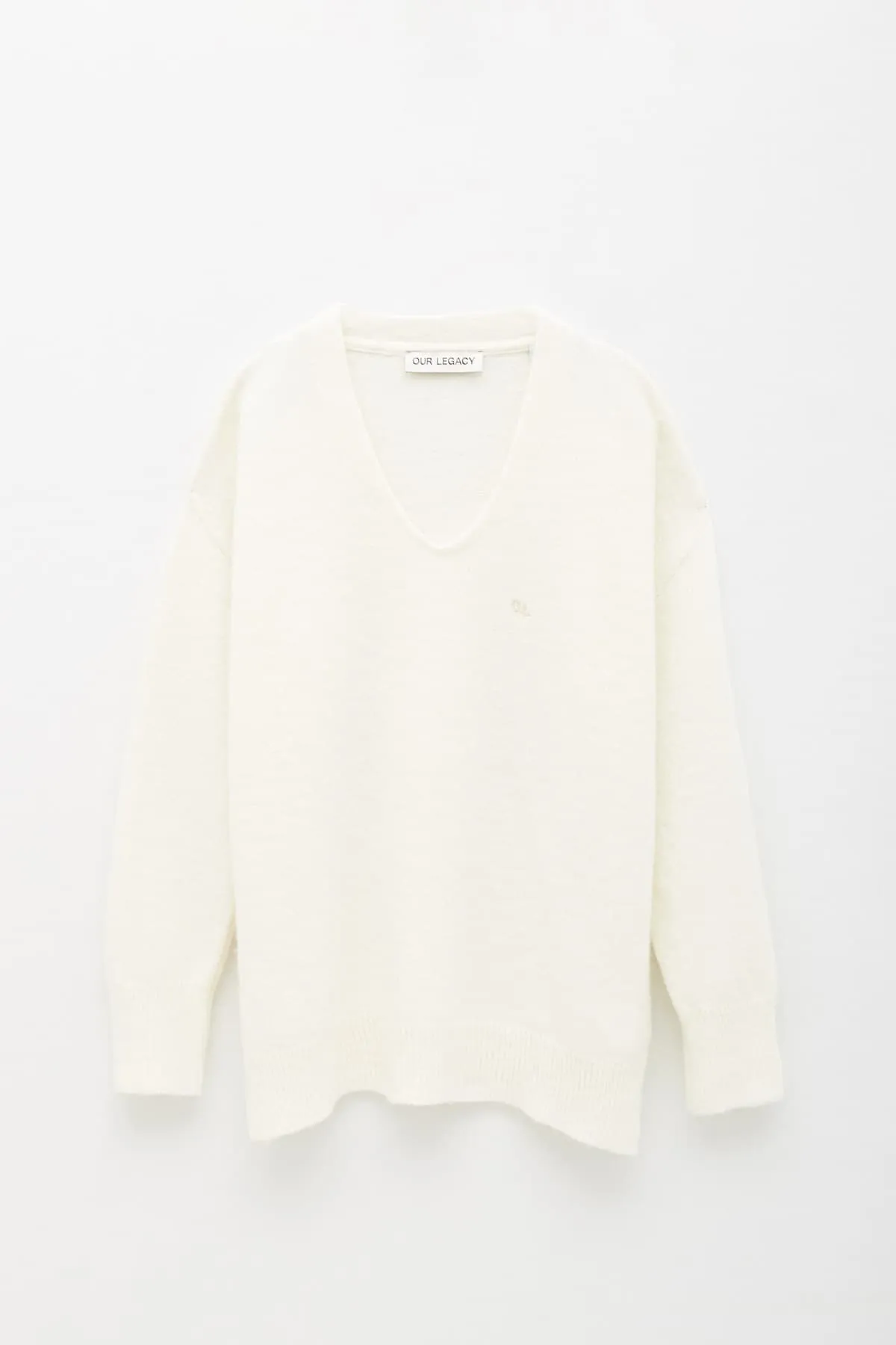 OUR LEGACY WHITE BIG V NECK KNITWEAR