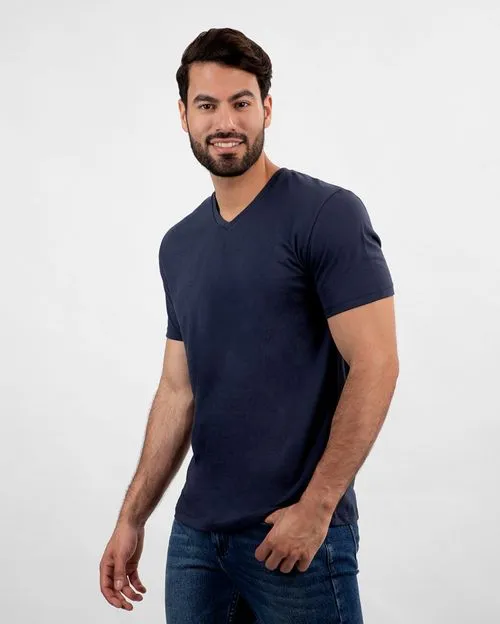Pack de 3 polos Hombre Cuello V Azul Oxford