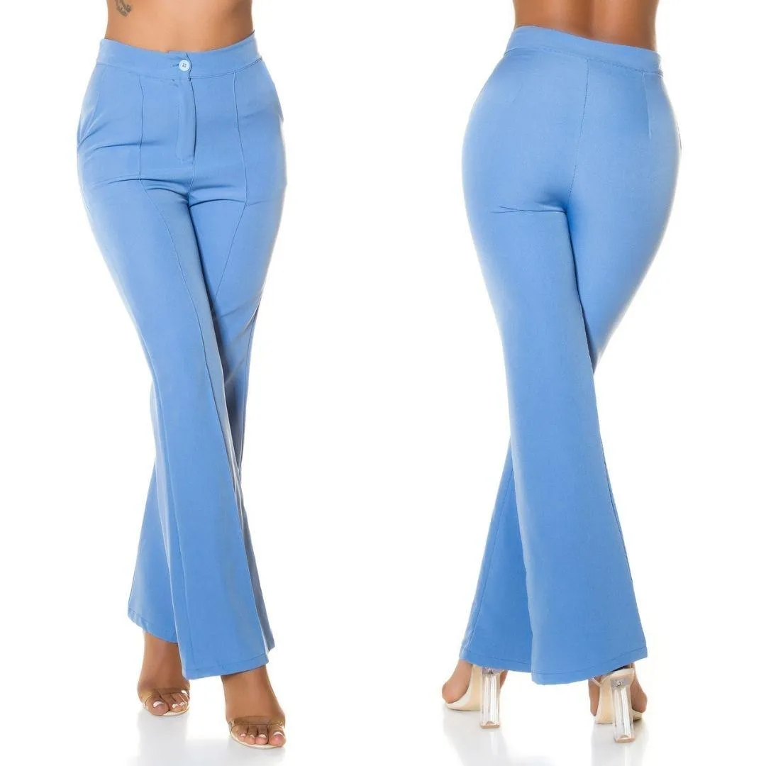 Pantalones acampandos de Talle alto Azul