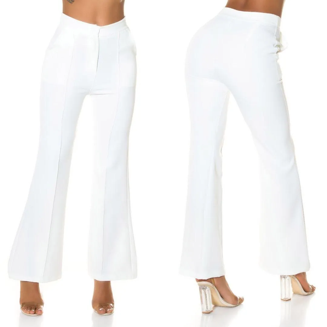 Pantalones acampandos Talle alto Blanco