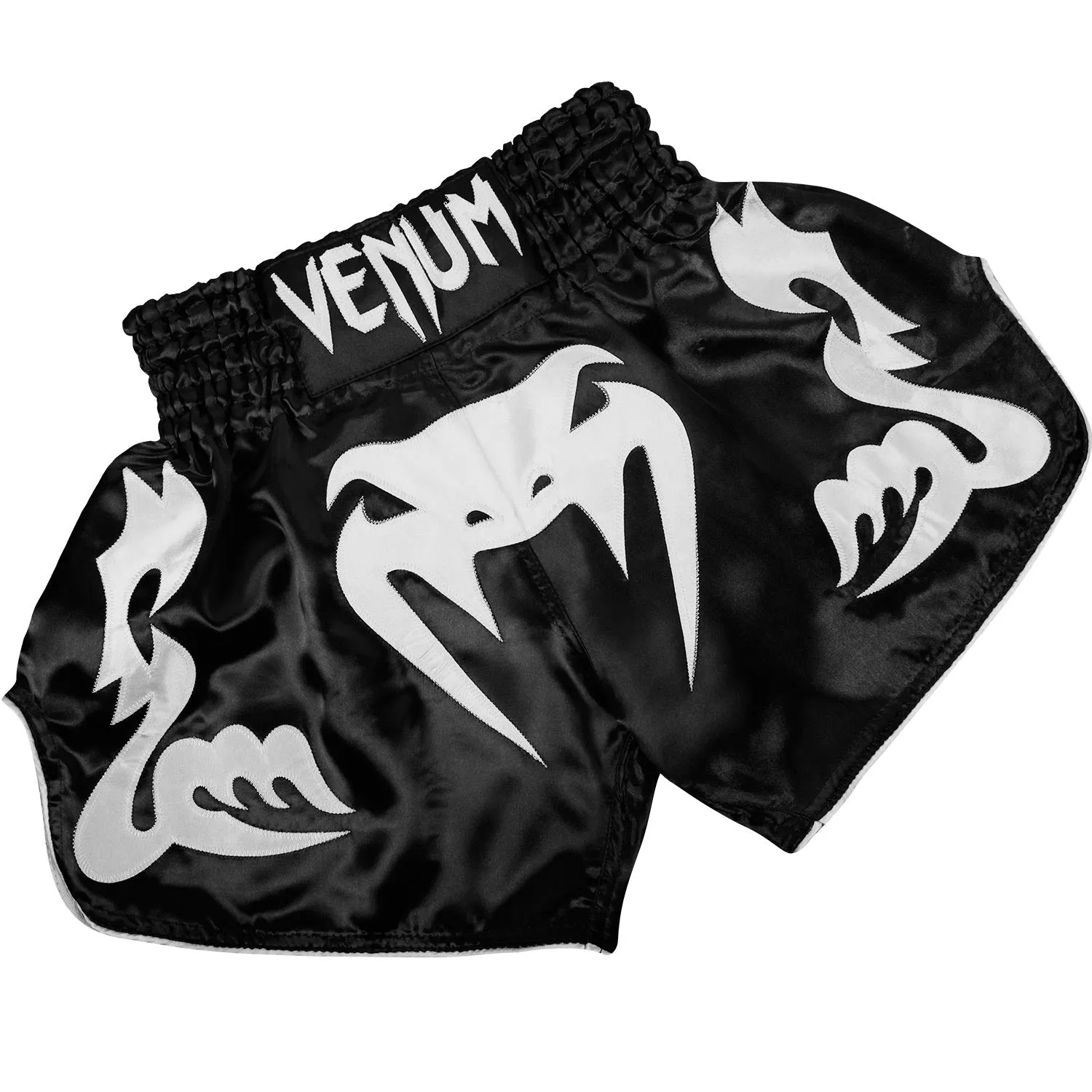 PANTALONES CORTOS DE MUAY THAI VENUM BANGKOK INFERNO  NEGRO/BLANCO