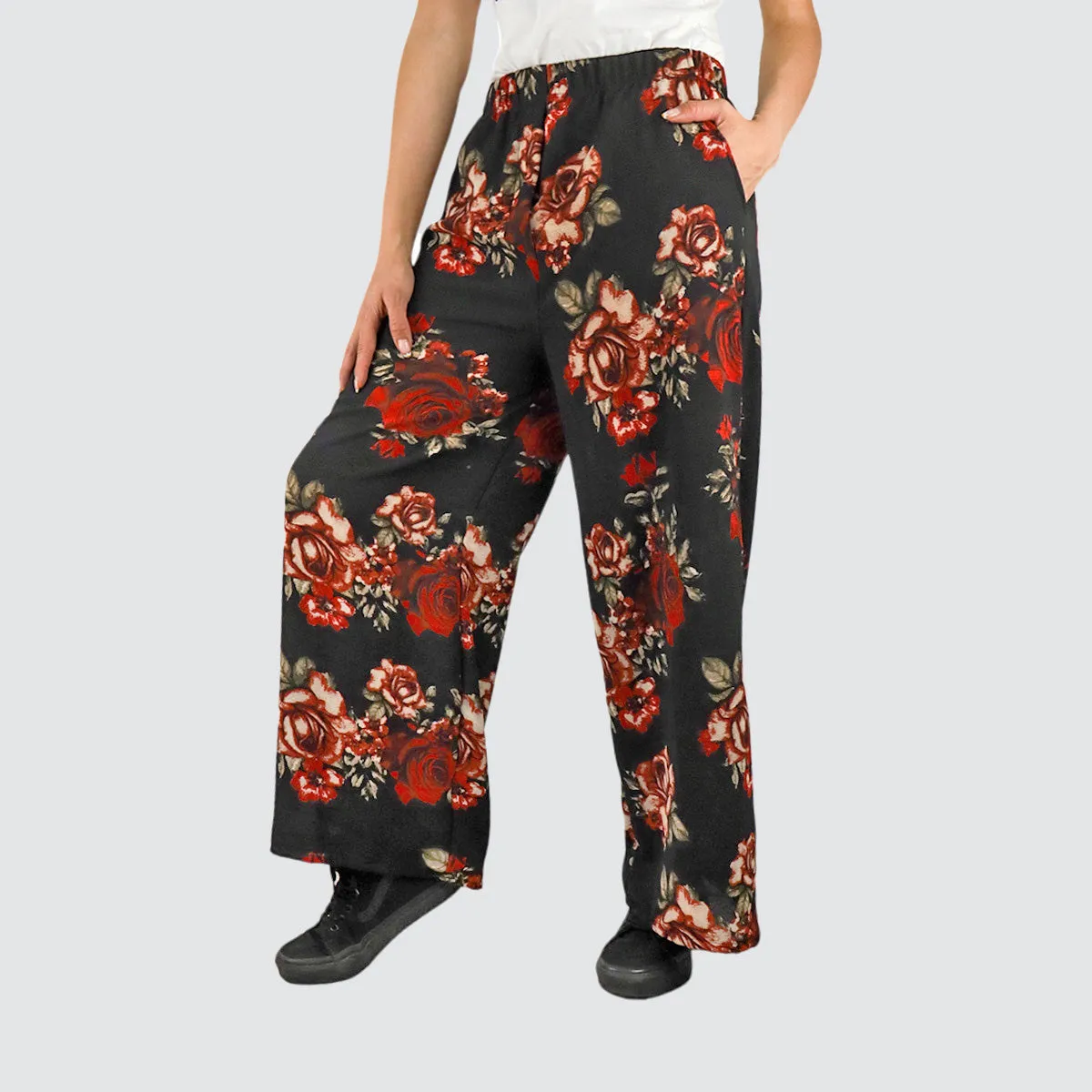 Pantalón Casual con Diseo de Flores para Dama