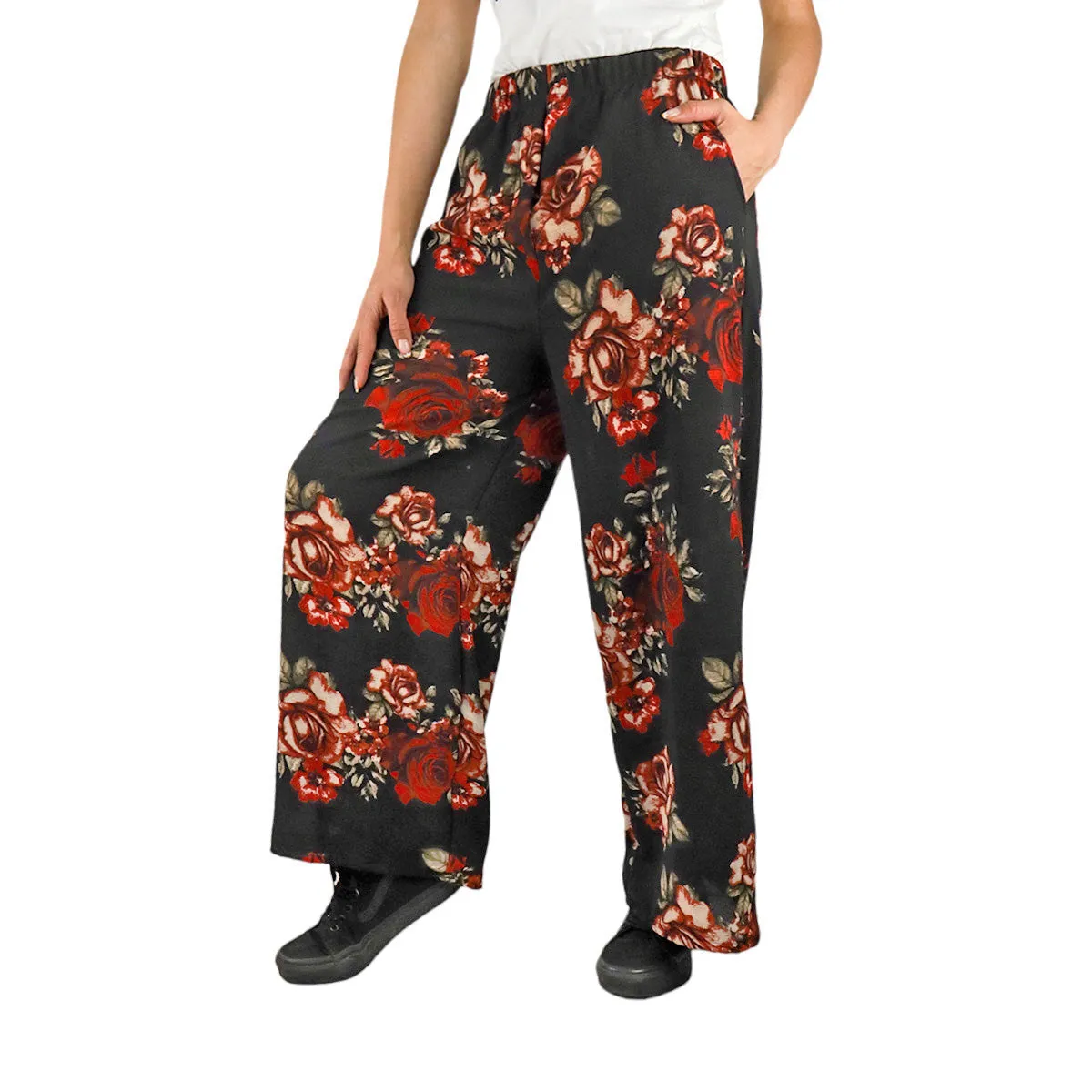 Pantalón Casual con Diseo de Flores para Dama