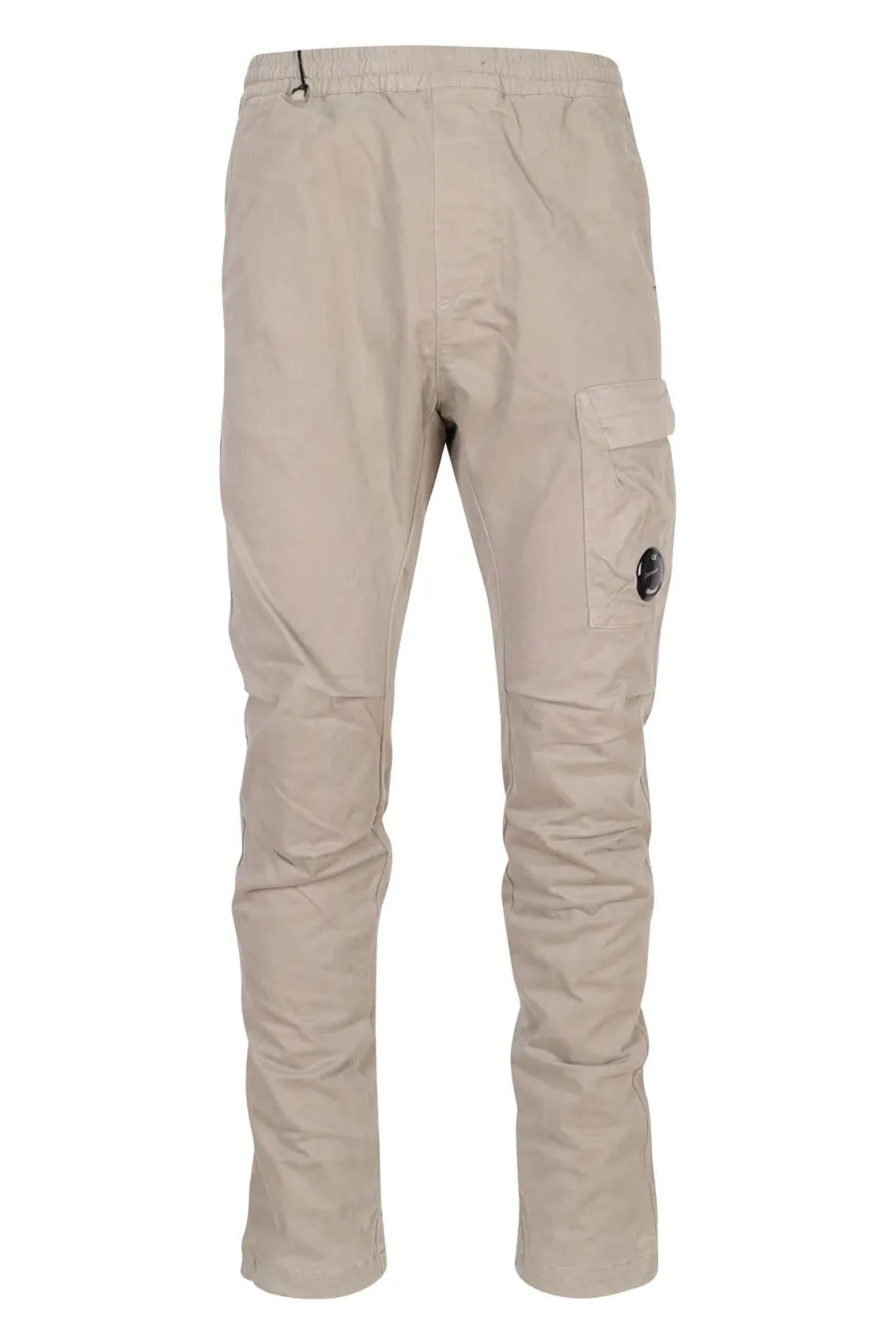 Pantalón de color caqui cargo de satén elástico con un bolsillo y lente