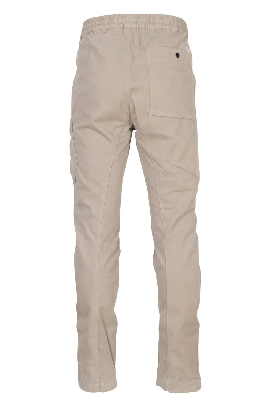 Pantalón de color caqui cargo de satén elástico con un bolsillo y lente