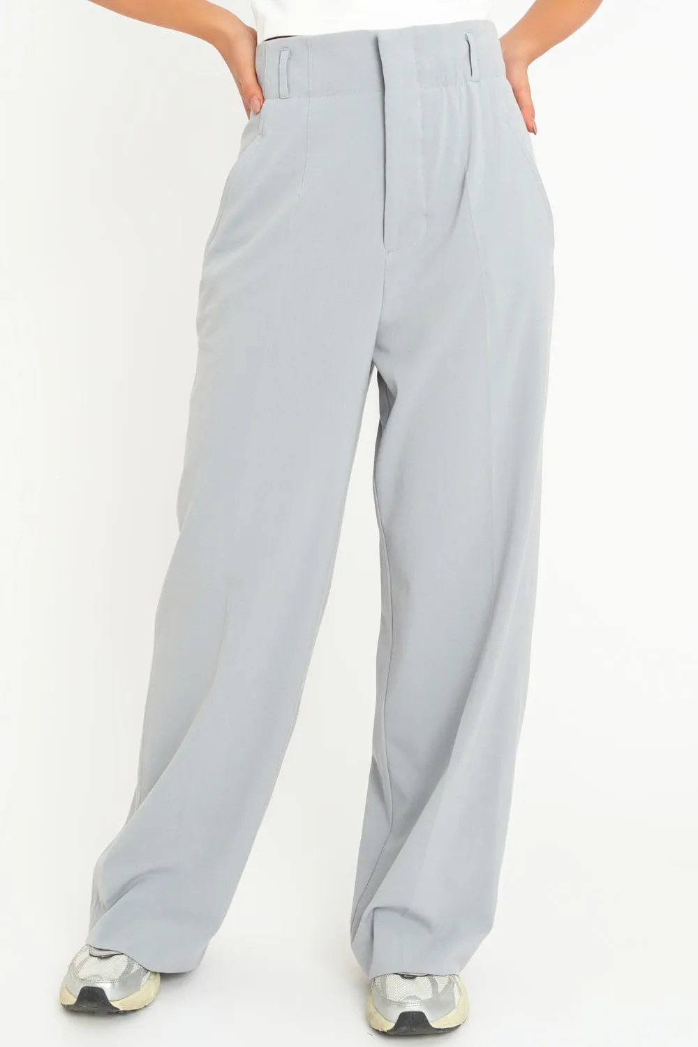 Pantalón fit wide leg tiro alto con pinzas