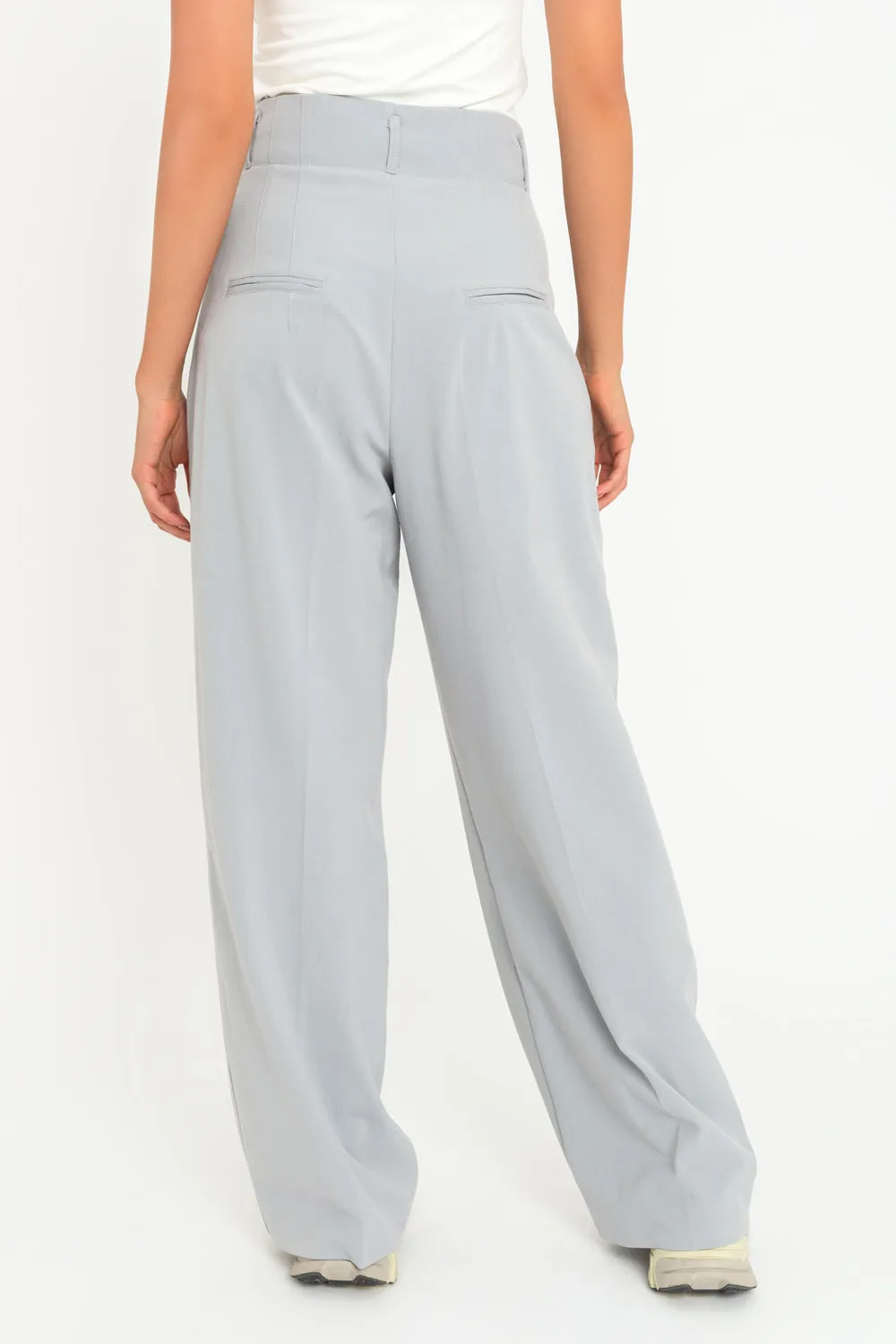 Pantalón fit wide leg tiro alto con pinzas