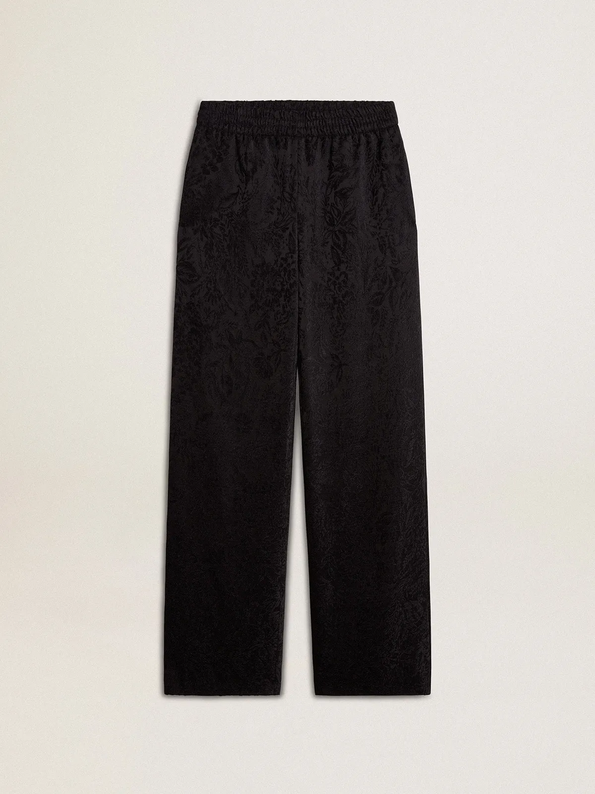 Pantalón jogger negro con estampado tono sobre tono Toile de Jouy 
