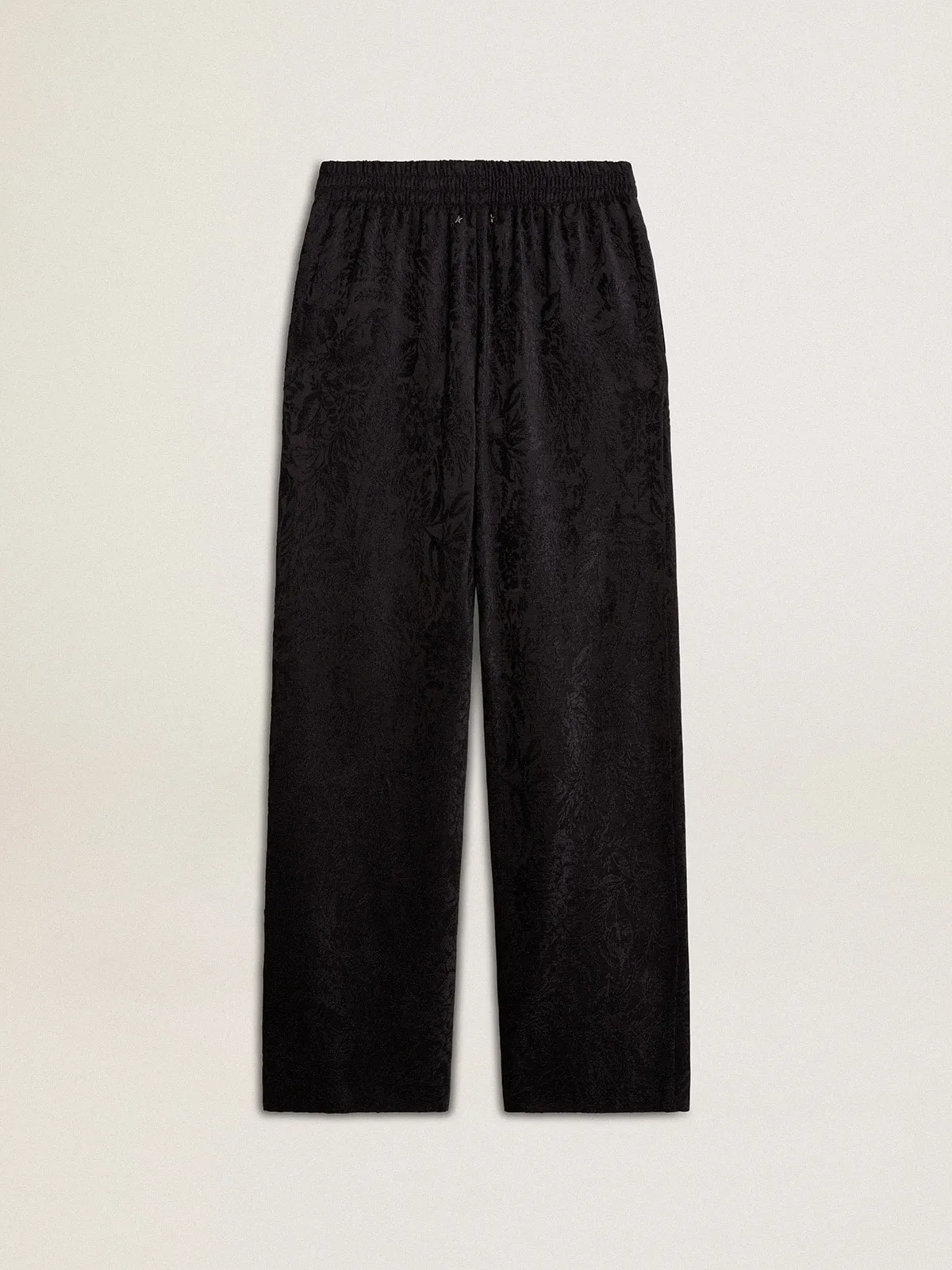 Pantalón jogger negro con estampado tono sobre tono Toile de Jouy 