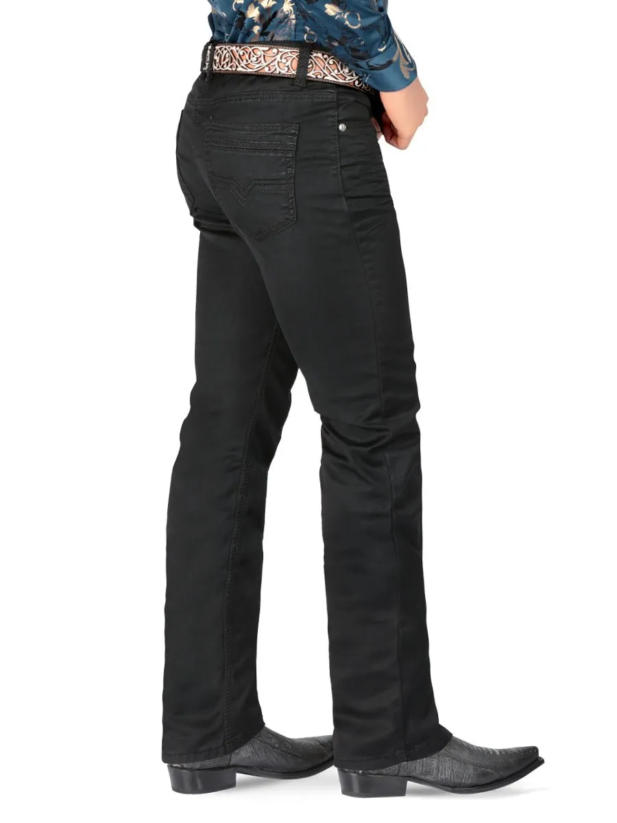 PANTALóN VAQUERO LISO COLOR NEGRO CENTENARIO MON5601