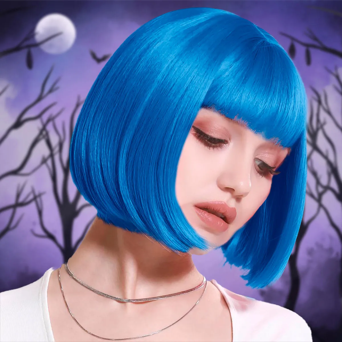 Peluca Corta color Azul Rey para Disfraz