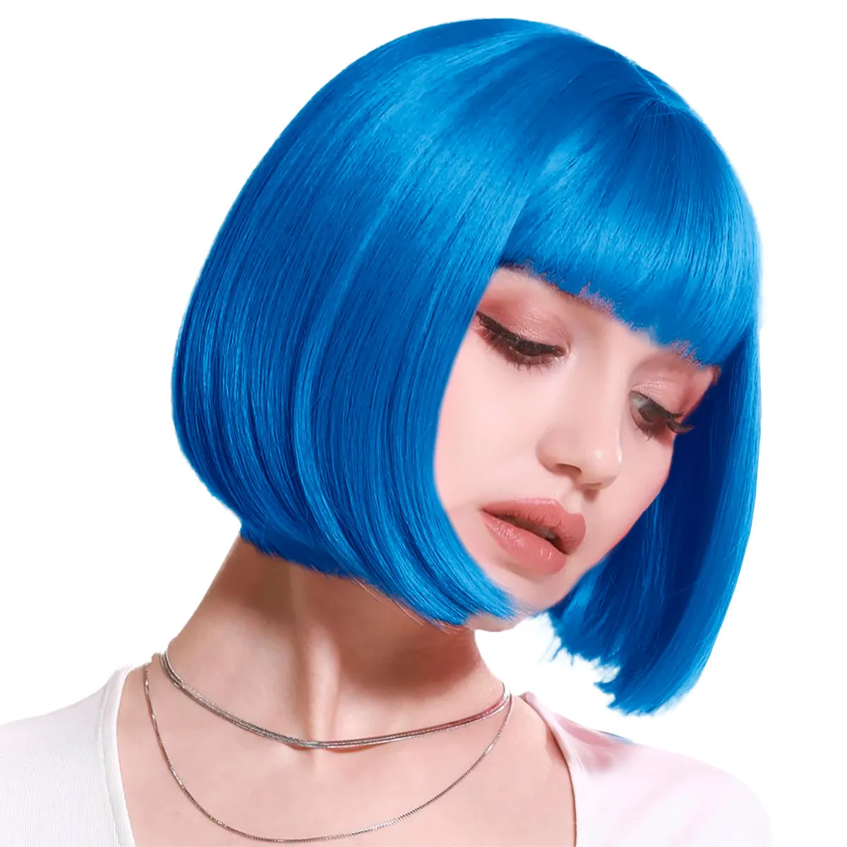 Peluca Corta color Azul Rey para Disfraz