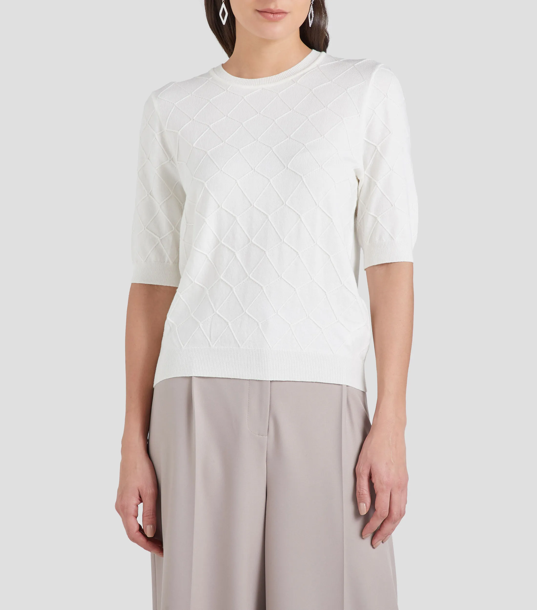 Pertegaz Blusa con Rombos Manga Corta Mujer