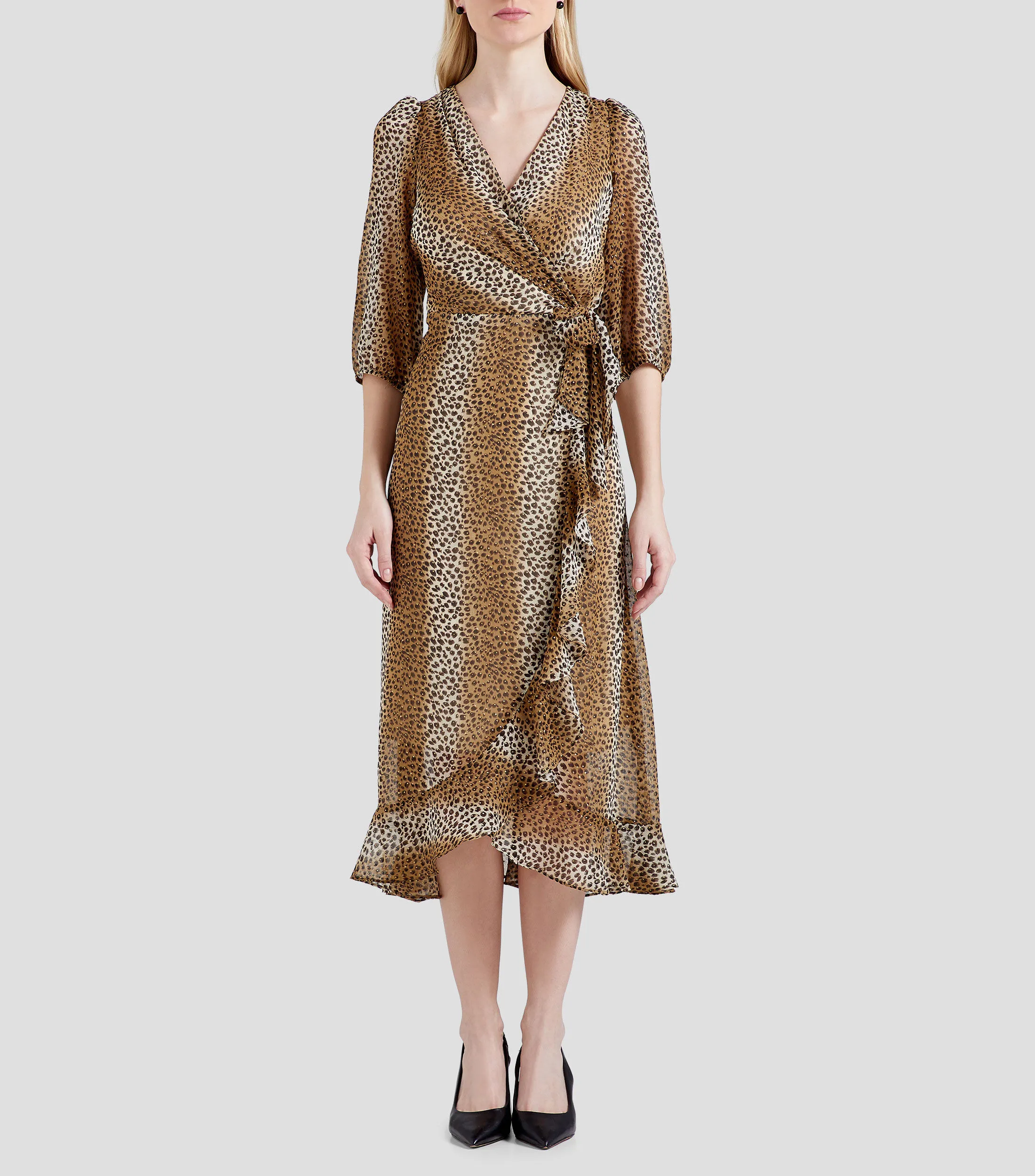 Pertegaz Vestido largo con manga 3,4 animalprint Mujer