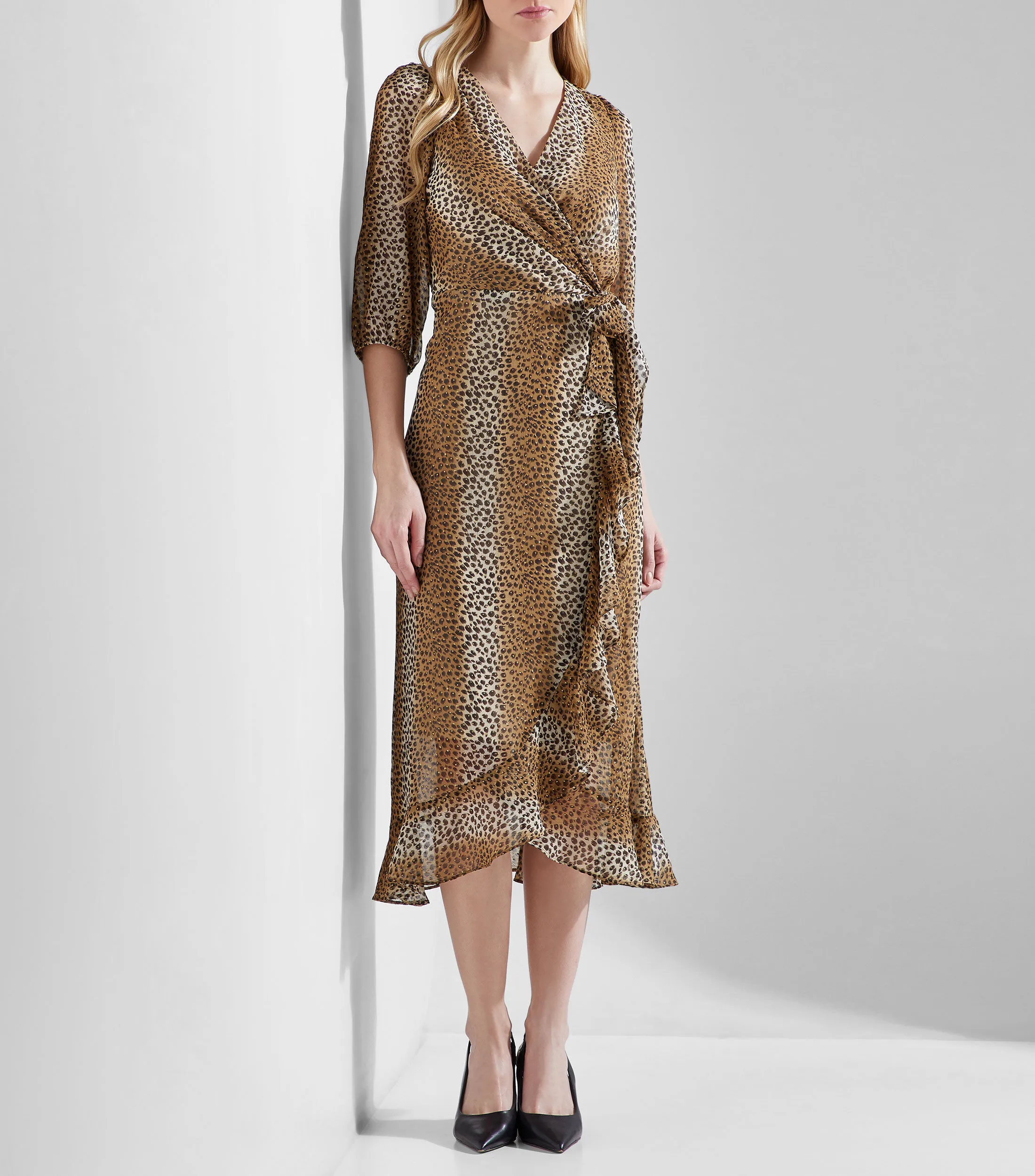 Pertegaz Vestido largo con manga 3,4 animalprint Mujer