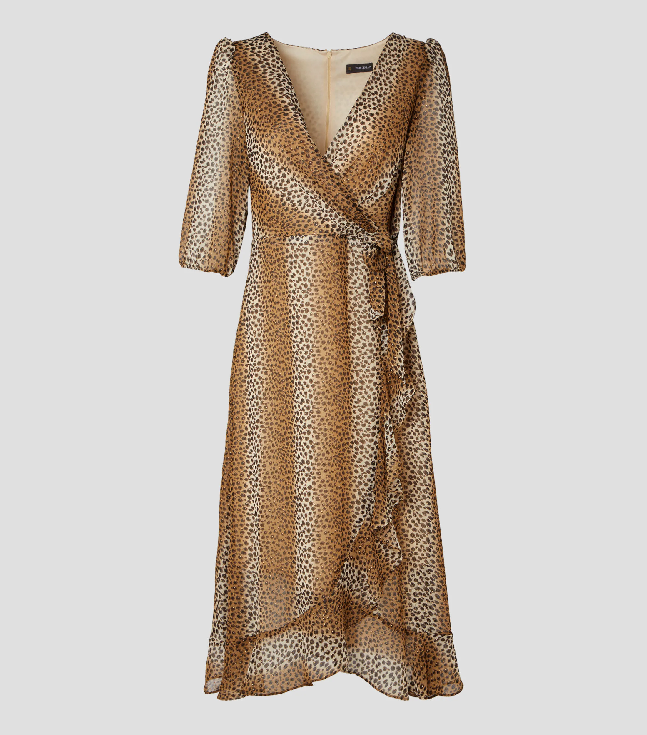 Pertegaz Vestido largo con manga 3,4 animalprint Mujer