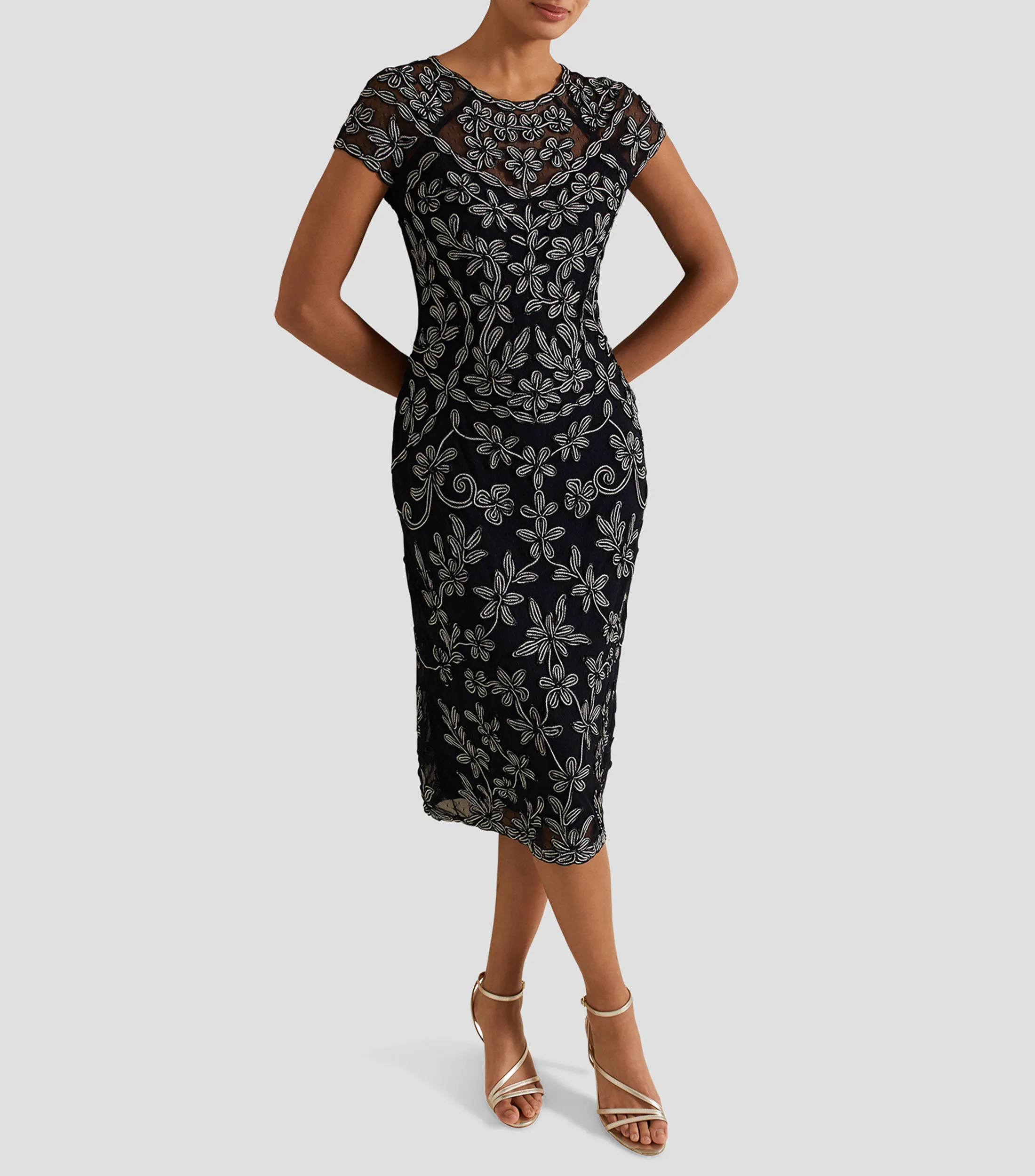 Phase Eight Vestido midi con flores con manga corta Mujer