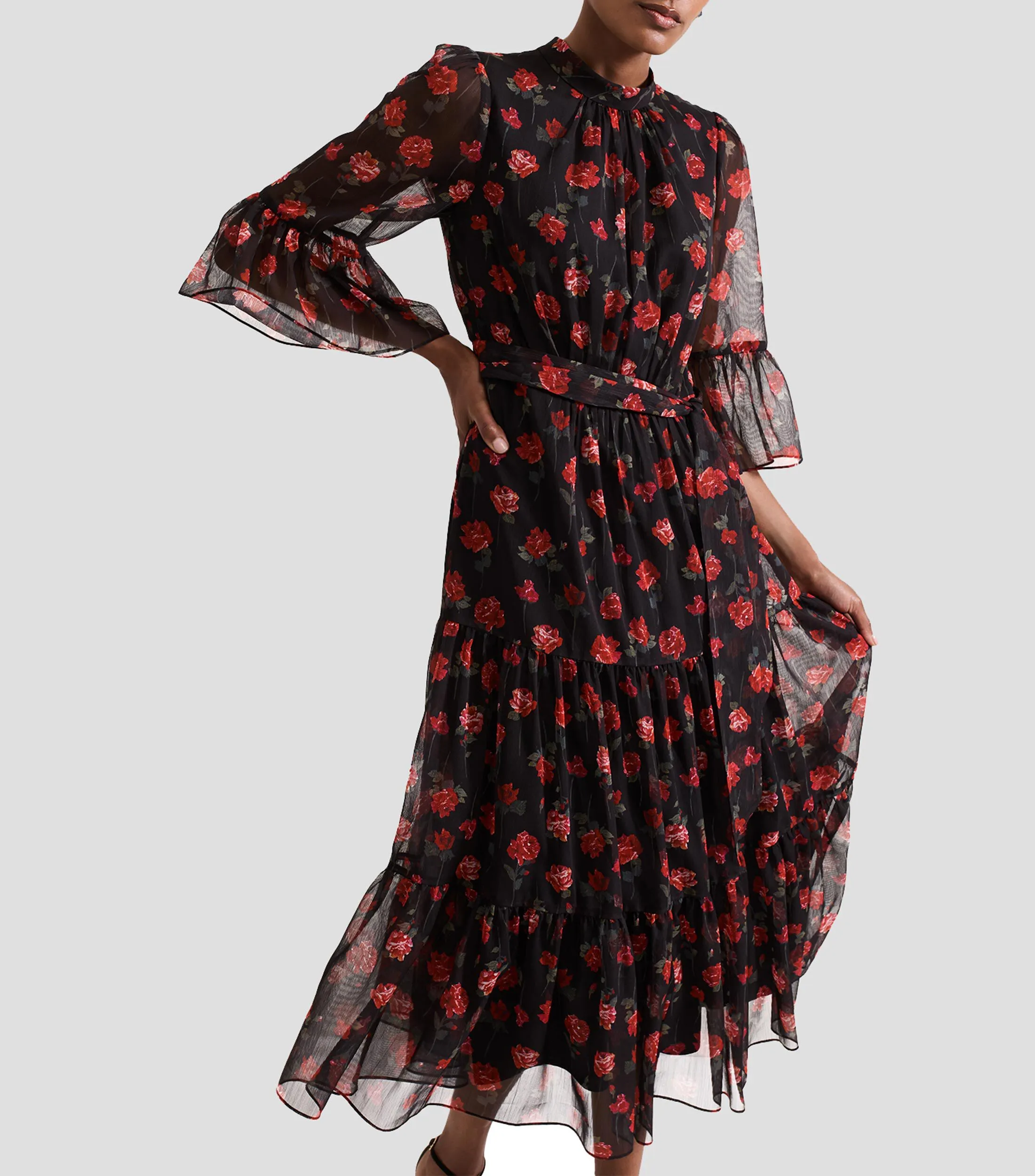 Phase Eight Vestido Midi manga 3/4 estampado Mujer