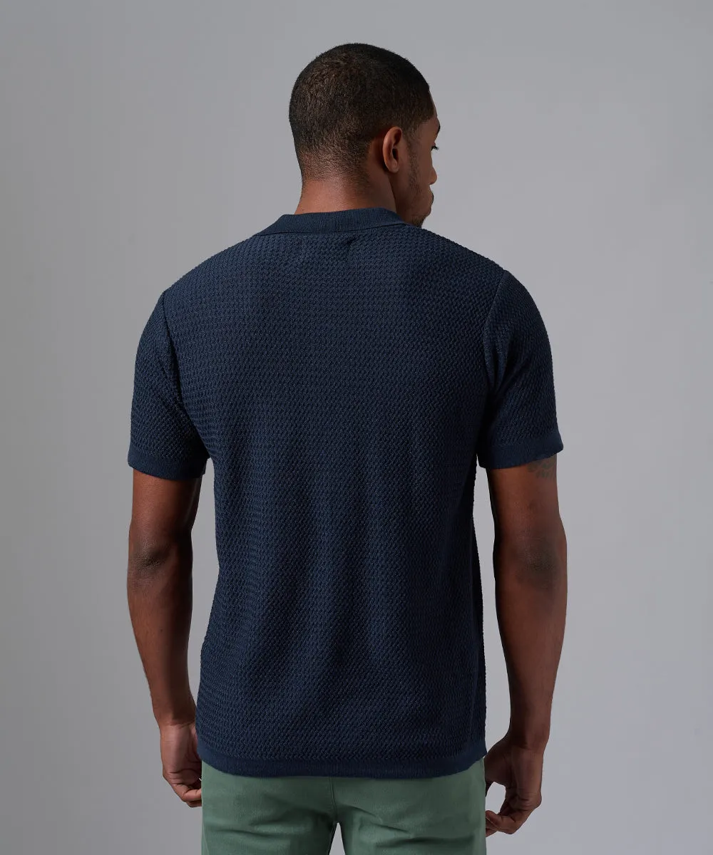 POLO MANGA CORTA PET CUELLO BOX SIN BOTON AZUL MARINO PV25