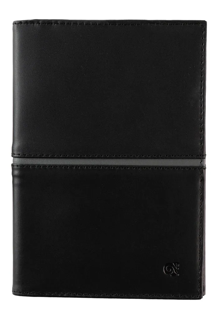 Porta Pasaporte Kukxaan Negro Ribete Gris Campos de Agave Negro