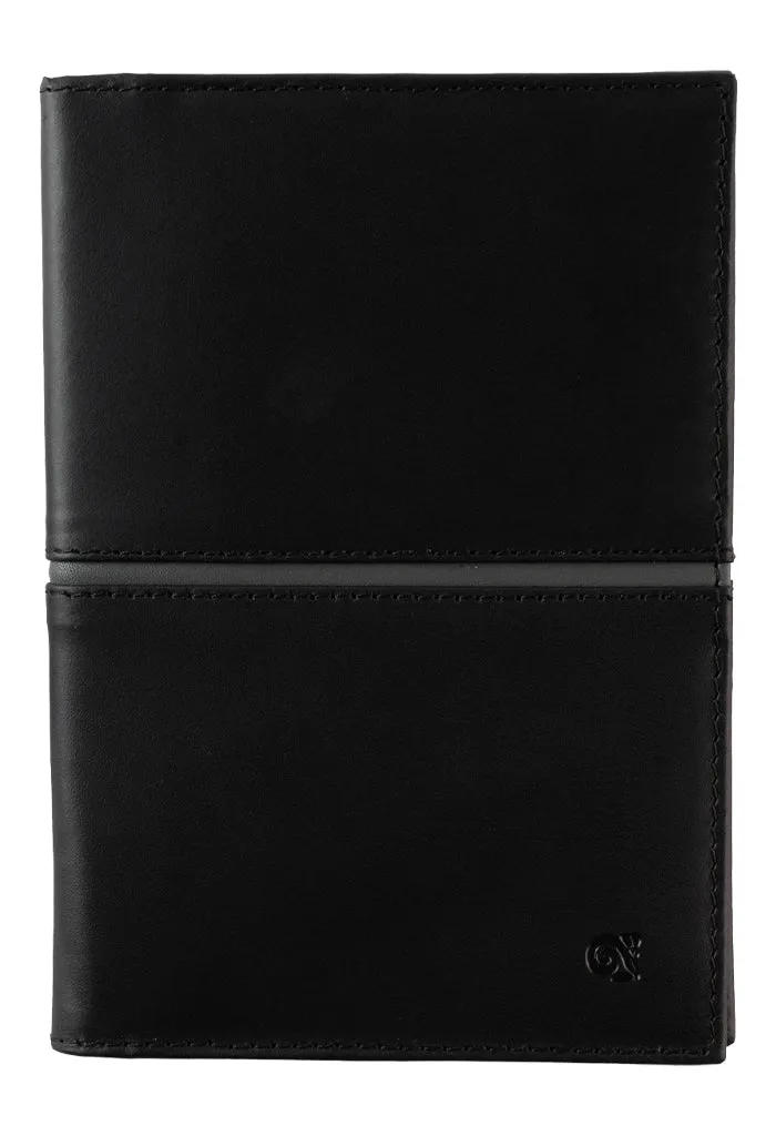 Porta Pasaporte Kukxaan Negro Ribete Gris Mariposa Monarca Negro