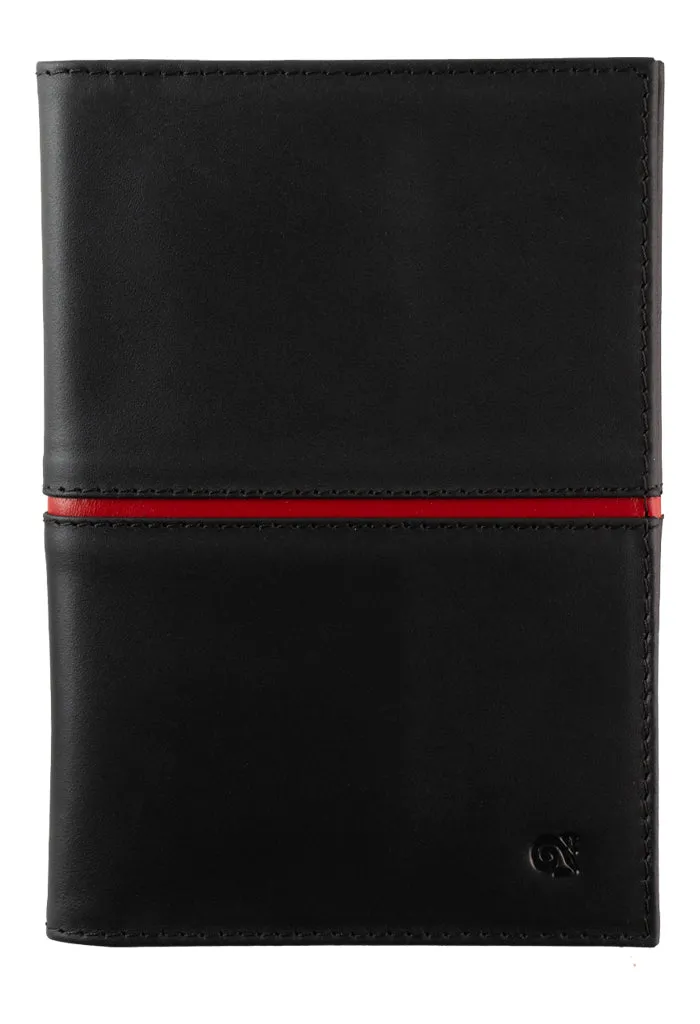 Porta Pasaporte Kukxaan Negro Ribete Rojo Colibrí Origami Rojo