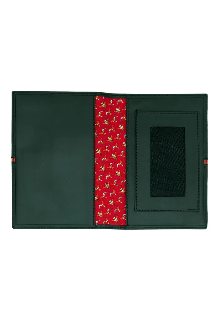 Porta Pasaporte Kukxaan Negro Ribete Rojo Colibrí Origami Rojo