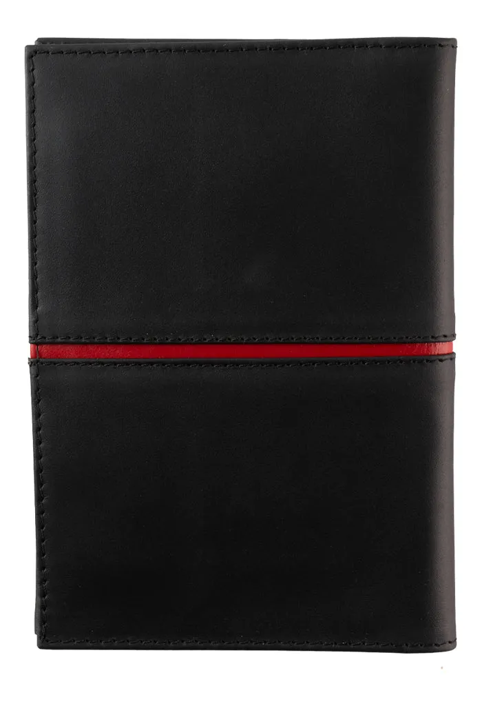 Porta Pasaporte Kukxaan Negro Ribete Rojo Mariposa Monarca Rojo