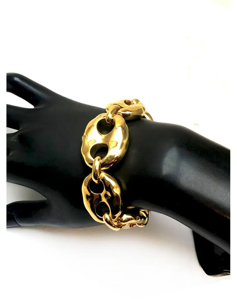PULSERAS ANCHAS MUJER DORADAS DE CALABROTE, ALTA BISUTERIA Y JOYERIA