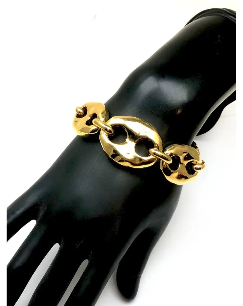 PULSERAS ANCHAS MUJER DORADAS DE CALABROTE, ALTA BISUTERIA Y JOYERIA