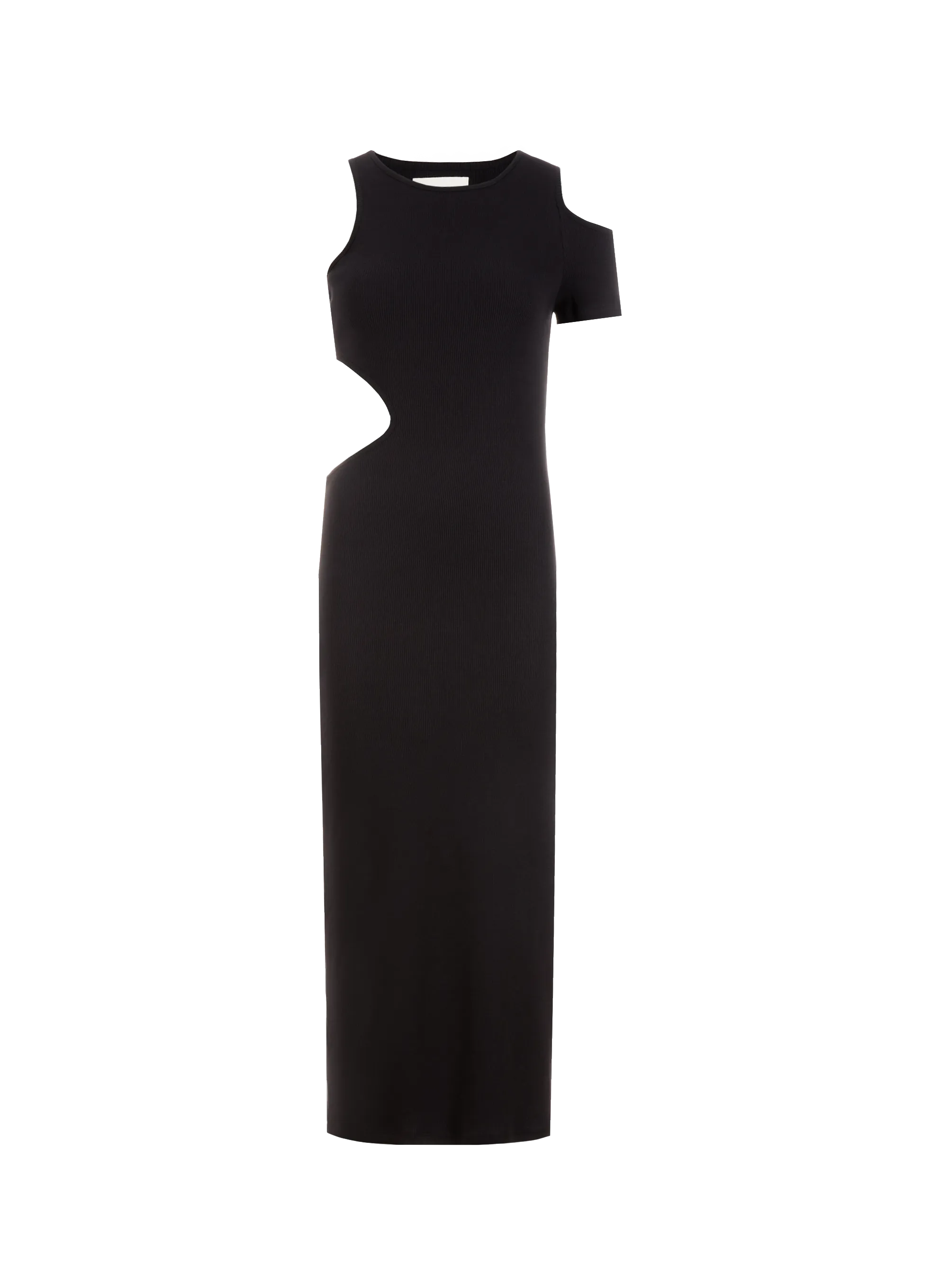 SAISON 1865 TILA  VESTIDO MIDI ASIMéTRICO DE CANALé EN NEGRO