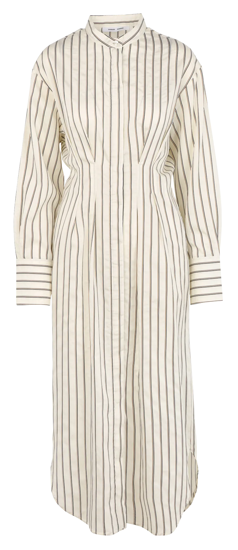 SAMSOE SAMSOE SABOSSE  VESTIDO LARGO AJUSTADO CON CUELLO MAO EN BLANCO