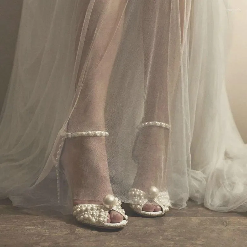 SANDALIAS 2024 TACONES DE PERLAS HECHAS A MANO PEEPTOE FAIRY DRESS VESTIDO DE NOVIA BRIDAL STILETTO STILETTO