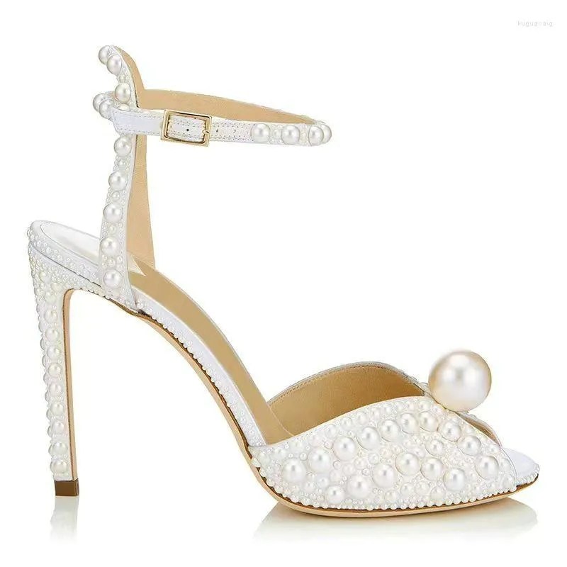 SANDALIAS 2024 TACONES DE PERLAS HECHAS A MANO PEEPTOE FAIRY DRESS VESTIDO DE NOVIA BRIDAL STILETTO STILETTO