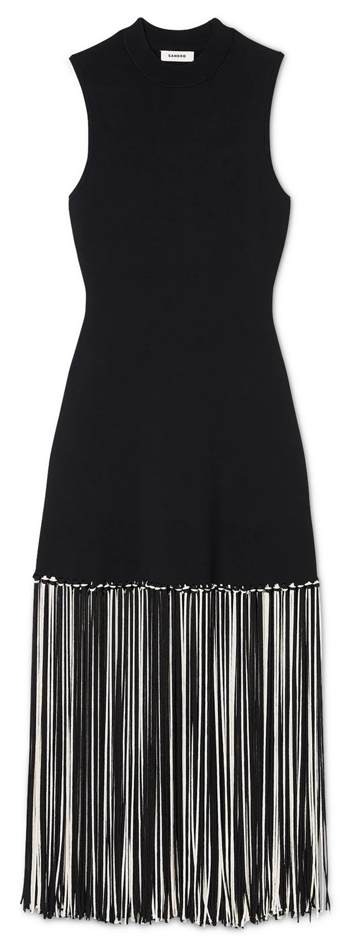 SANDRO Vestido ajustado cuello alto en multicolor